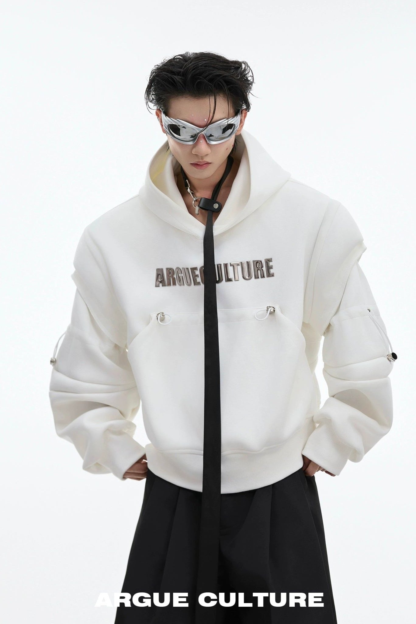 Shiny Logo Front Pocket Hoodie Korean Street Fashion Hoodie By Argue Culture Shop Online at OH Vault