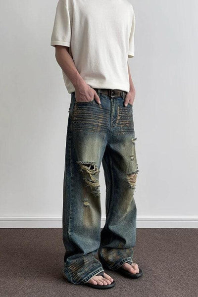 Distressed and Ripped Jeans Korean Street Fashion Jeans By A PUEE Shop Online at OH Vault