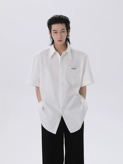 Minimal Silver Bar Shirt Korean Street Fashion Shirt By HARH Shop Online at OH Vault