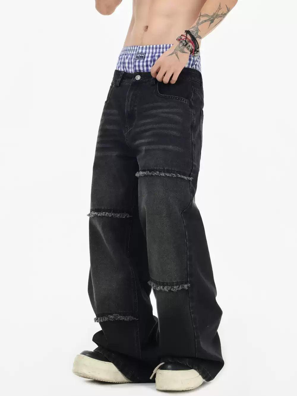 Frayed Line Straight Jeans Korean Street Fashion Jeans By INS Korea Shop Online at OH Vault