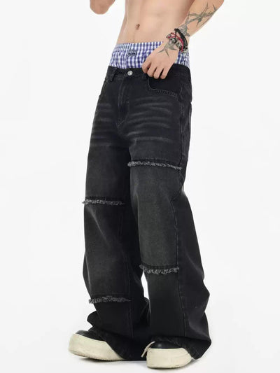 Frayed Line Straight Jeans Korean Street Fashion Jeans By INS Korea Shop Online at OH Vault