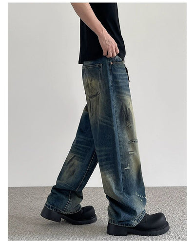 Gradient Tie-Dyed Ripped Jeans Korean Street Fashion Jeans By A PUEE Shop Online at OH Vault