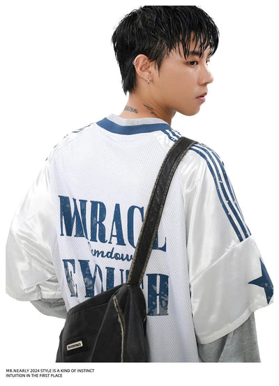 Two-Piece Jersey Style Long Sleeve T-Shirt Korean Street Fashion T-Shirt By Mr Nearly Shop Online at OH Vault