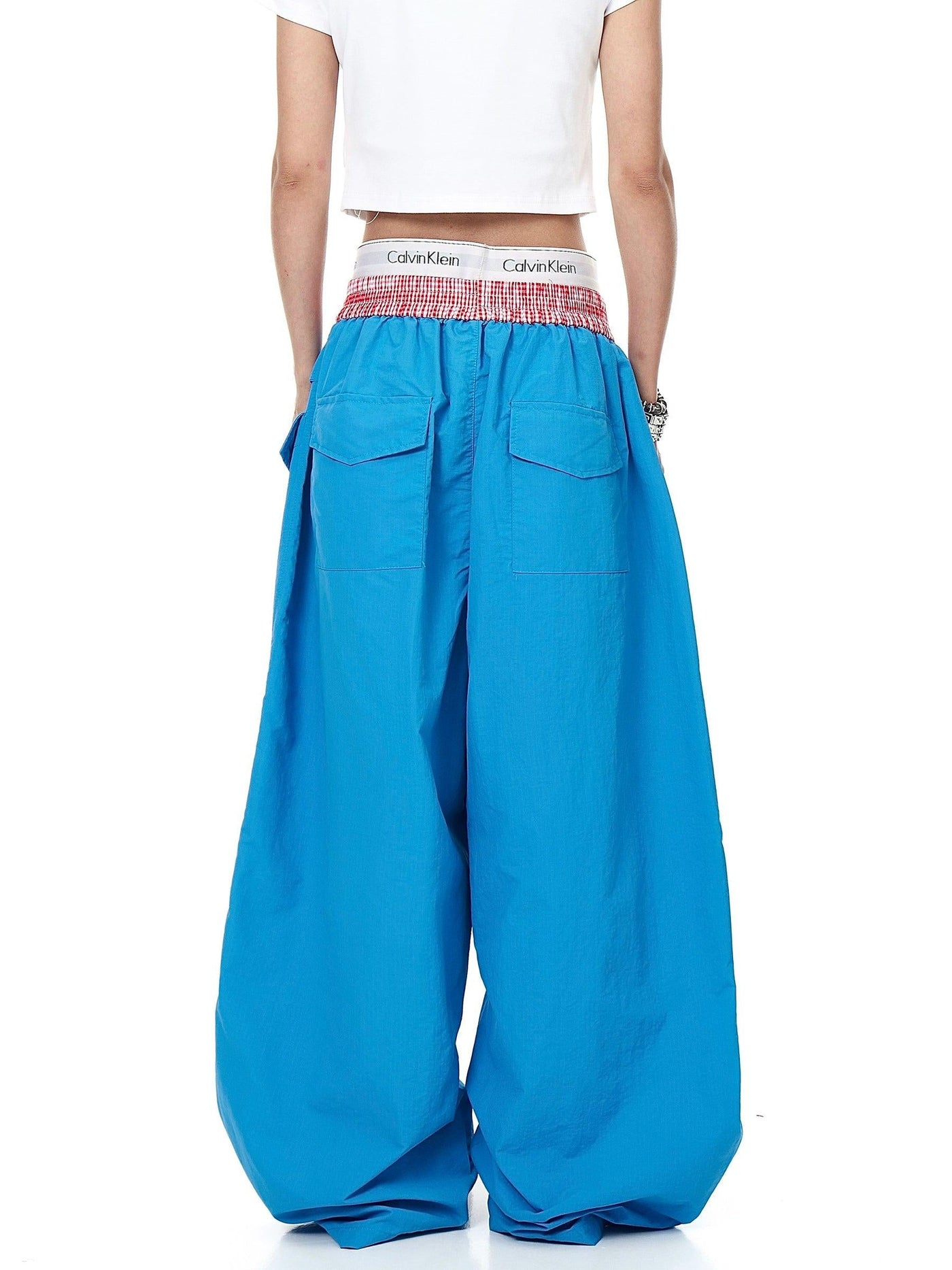 Plaid Spliced Waist Oversize Track Pants Korean Street Fashion Pants By Blacklists Shop Online at OH Vault
