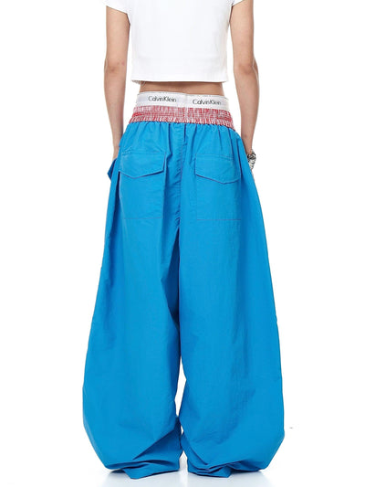 Plaid Spliced Waist Oversize Track Pants Korean Street Fashion Pants By Blacklists Shop Online at OH Vault