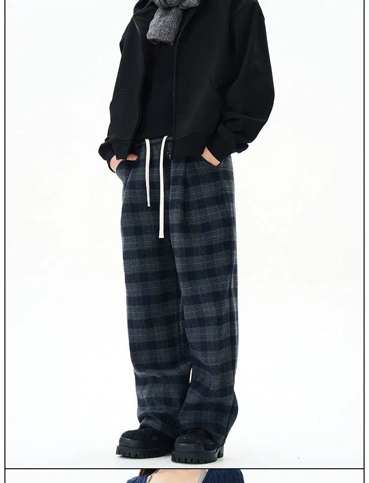 Waistband Checked Sweatpants Korean Street Fashion Pants By 77Flight Shop Online at OH Vault