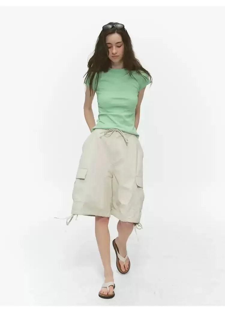 Basic Drawstring Cargo Shorts Korean Street Fashion Shorts By Country Moment Shop Online at OH Vault