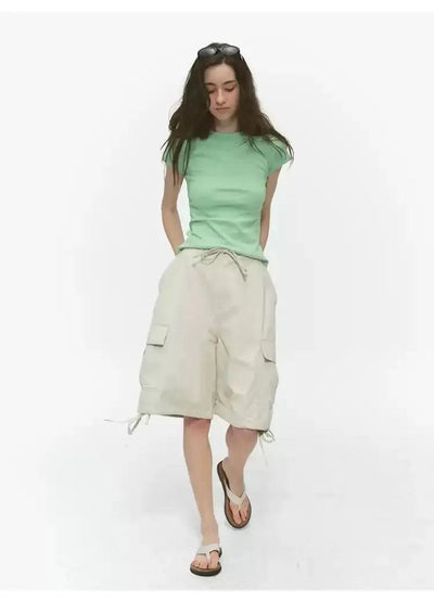 Basic Drawstring Cargo Shorts Korean Street Fashion Shorts By Country Moment Shop Online at OH Vault