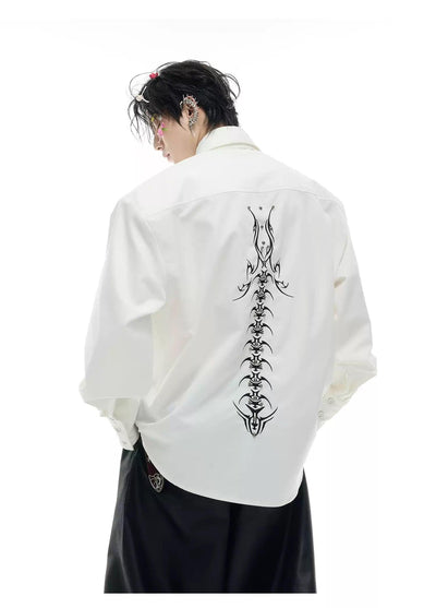 Back Spine Embroidered Tie Shirt Korean Street Fashion Shirt By Argue Culture Shop Online at OH Vault