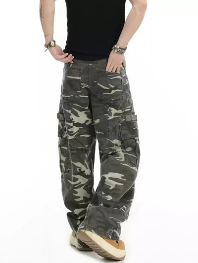 Faded Camo Big Pocket Cargo Pants Korean Street Fashion Pants By INS Korea Shop Online at OH Vault