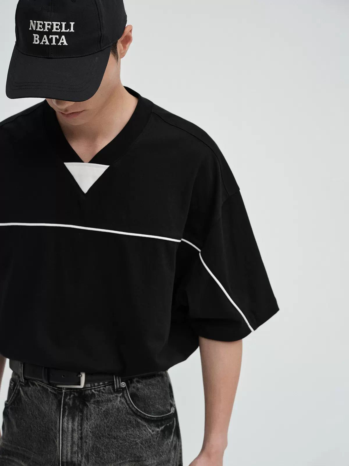 Minimal Line Regular Fit T-Shirt Korean Street Fashion T-Shirt By NANS Shop Online at OH Vault