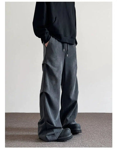 Drawcord Pleats Clean Fit Sweatpants Korean Street Fashion Pants By A PUEE Shop Online at OH Vault