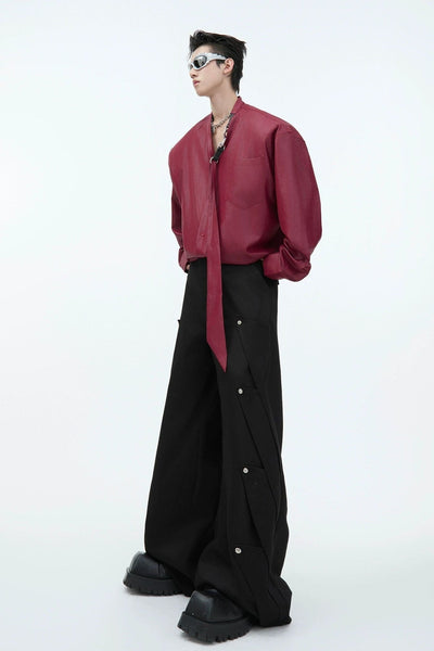 Neck Strap Line Flowy Shirt Korean Street Fashion Shirt By Argue Culture Shop Online at OH Vault