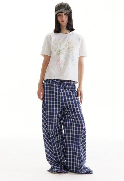 Oversized Fit Plaid Pattern Pants