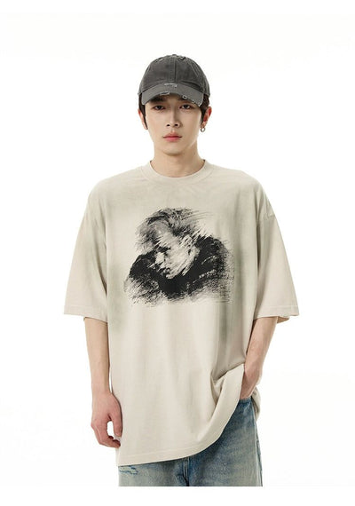 Portrait & Lettered T-Shirt Korean Street Fashion T-Shirt By 77Flight Shop Online at OH Vault