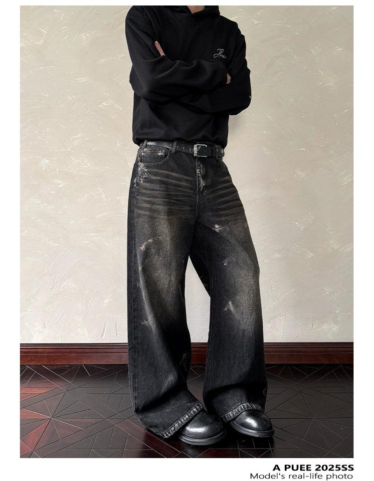 Bleach Wash Whiskered Jeans