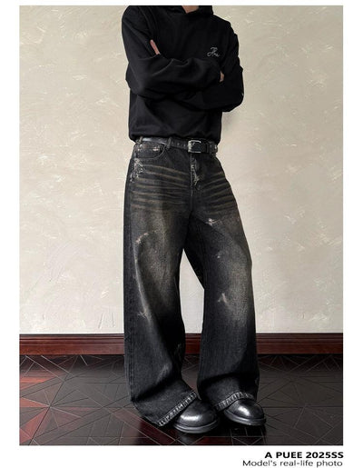 Bleach Wash Whiskered Jeans