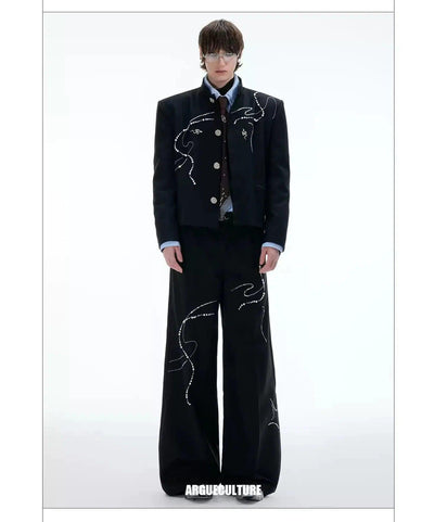 Pearled Abstract Line Pants Korean Street Fashion Pants By Argue Culture Shop Online at OH Vault