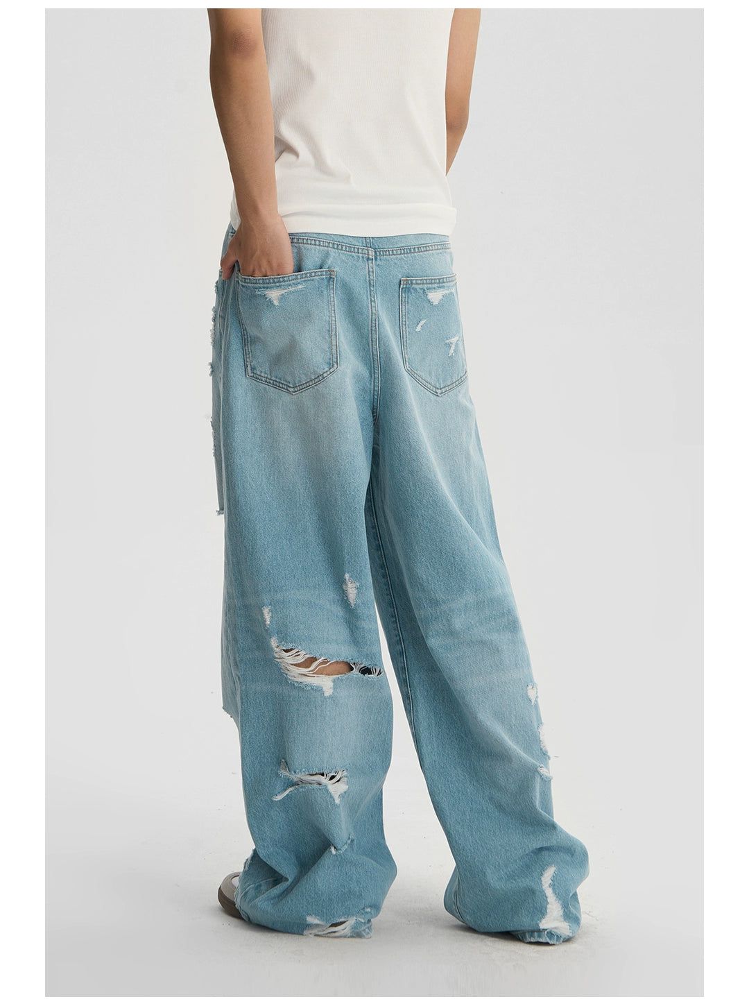 Light Color Ripped Jeans Korean Street Fashion Jeans By JHYQ Shop Online at OH Vault