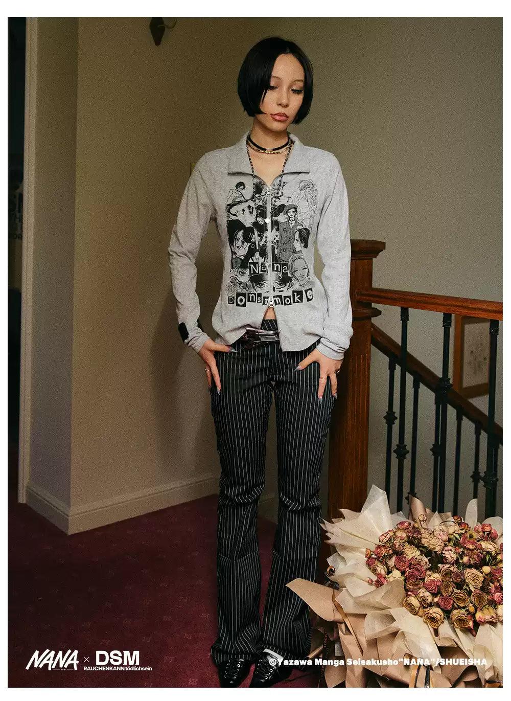 Anime Graphic Textured Zipped Jacket Korean Street Fashion Jacket By Donsmoke Shop Online at OH Vault