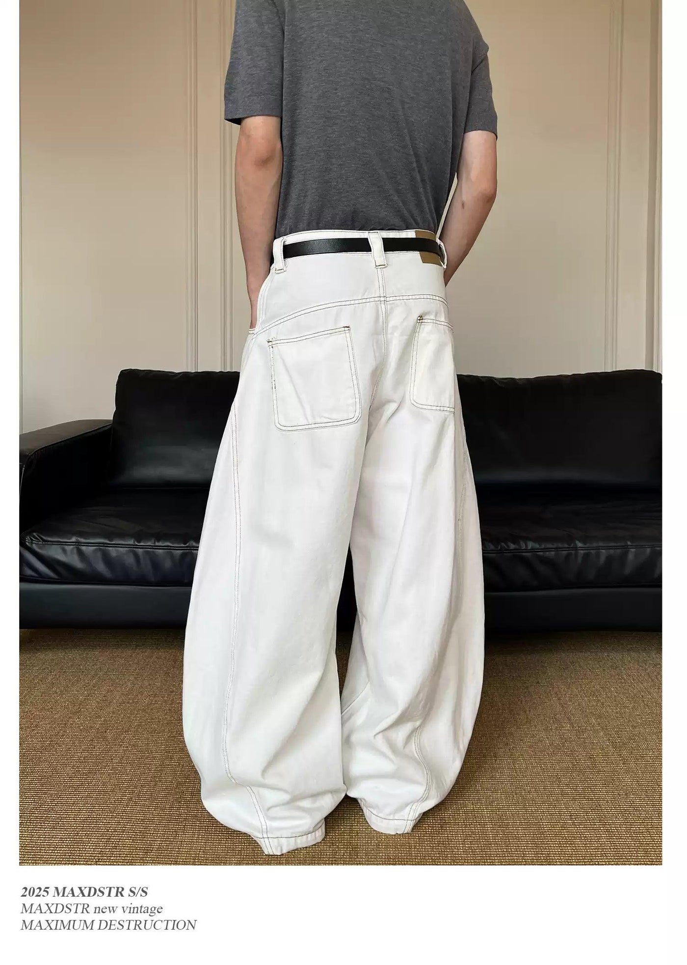 Irregular Stitched Pocket Wide Jeans Korean Street Fashion Jeans By MaxDstr Shop Online at OH Vault