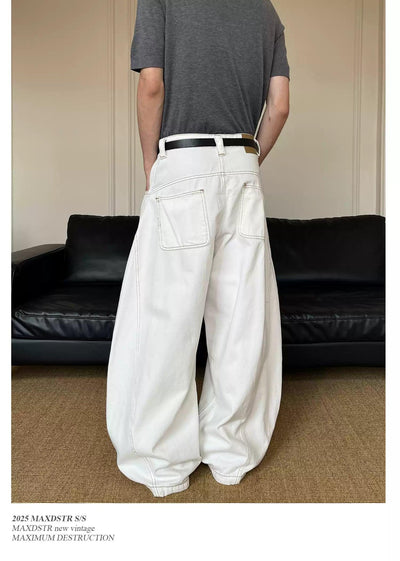 Irregular Stitched Pocket Wide Jeans Korean Street Fashion Jeans By MaxDstr Shop Online at OH Vault