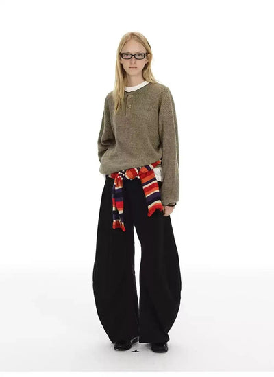 Sleek Plain Henley Collar Sweater Korean Street Fashion Sweater By Country Moment Shop Online at OH Vault