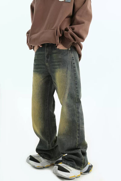 Yellow Fade Bootcut Jeans Korean Street Fashion Jeans By INS Korea Shop Online at OH Vault