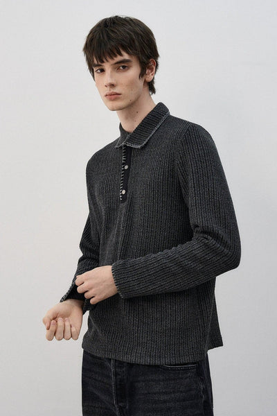 Collared and Textured Sweater Korean Street Fashion Sweater By MaxDstr Shop Online at OH Vault