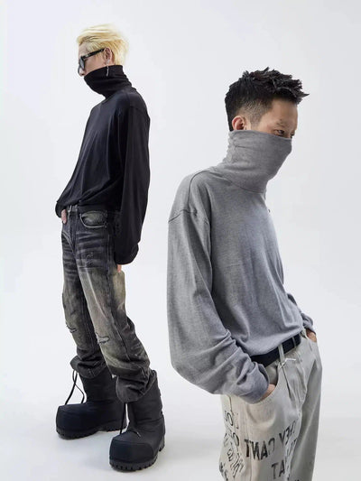 Plain Color Casual Fit Turtleneck Korean Street Fashion Turtleneck By Ash Dark Shop Online at OH Vault