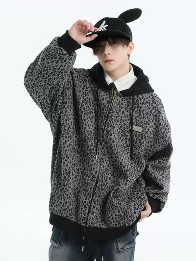 Animal Print Zipped Hoodie Korean Street Fashion Hoodie By INS Korea Shop Online at OH Vault