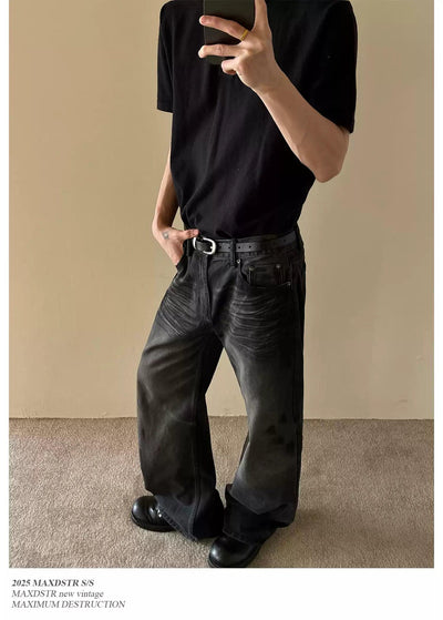 Water Ripple Straight Jeans Korean Street Fashion Jeans By MaxDstr Shop Online at OH Vault