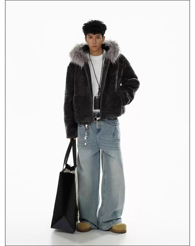 Fur Trimmed Hood Fleece Jacket Korean Street Fashion Jacket By Mr Nearly Shop Online at OH Vault