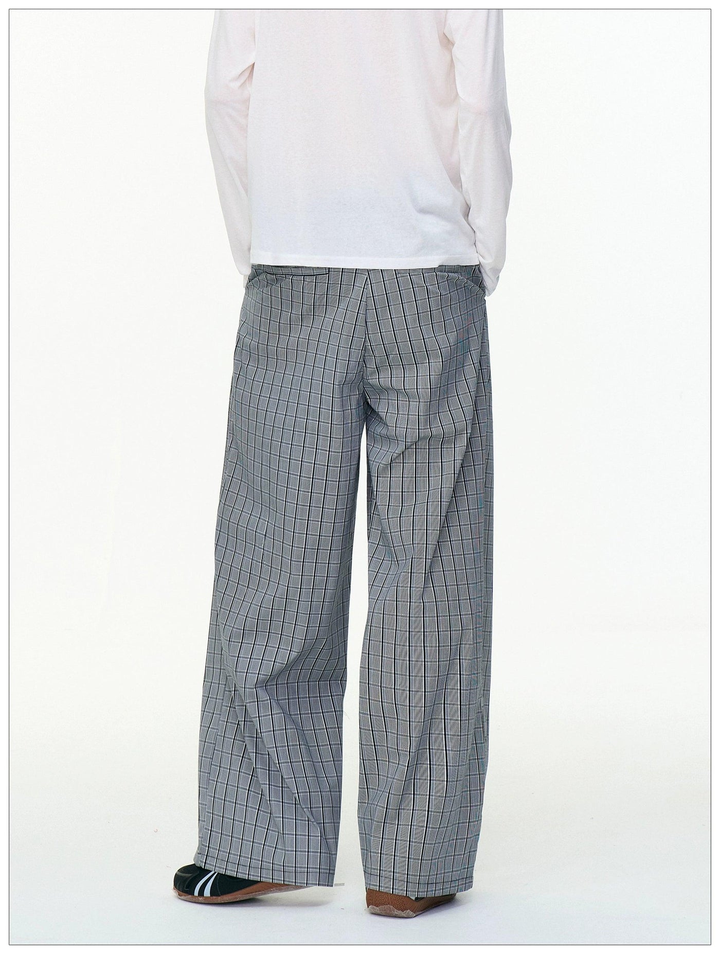 Plaid Pattern Straight Leg Wide Pants Korean Street Fashion Pants By Mr Nearly Shop Online at OH Vault