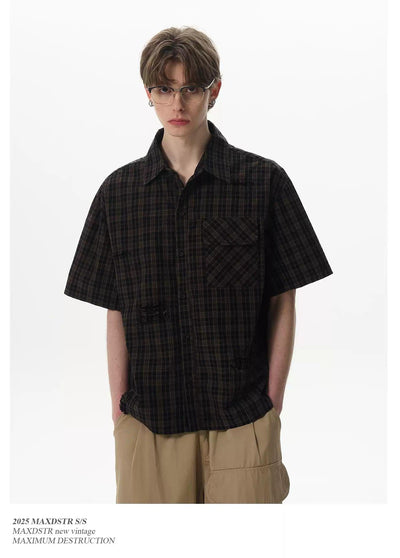 Classic Check Ripped Shirt Korean Street Fashion Shirt By MaxDstr Shop Online at OH Vault