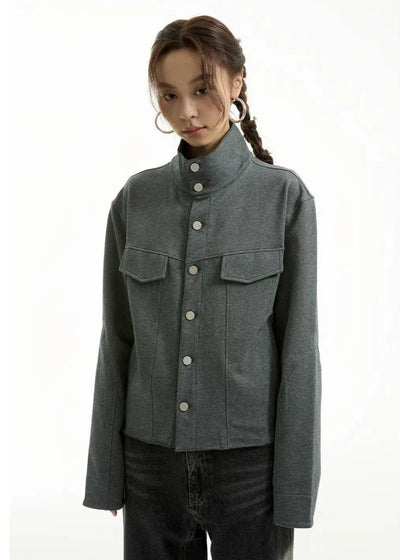 Buttoned Up Breast Pocket Jacket Korean Street Fashion Jacket By Funky Fun Shop Online at OH Vault