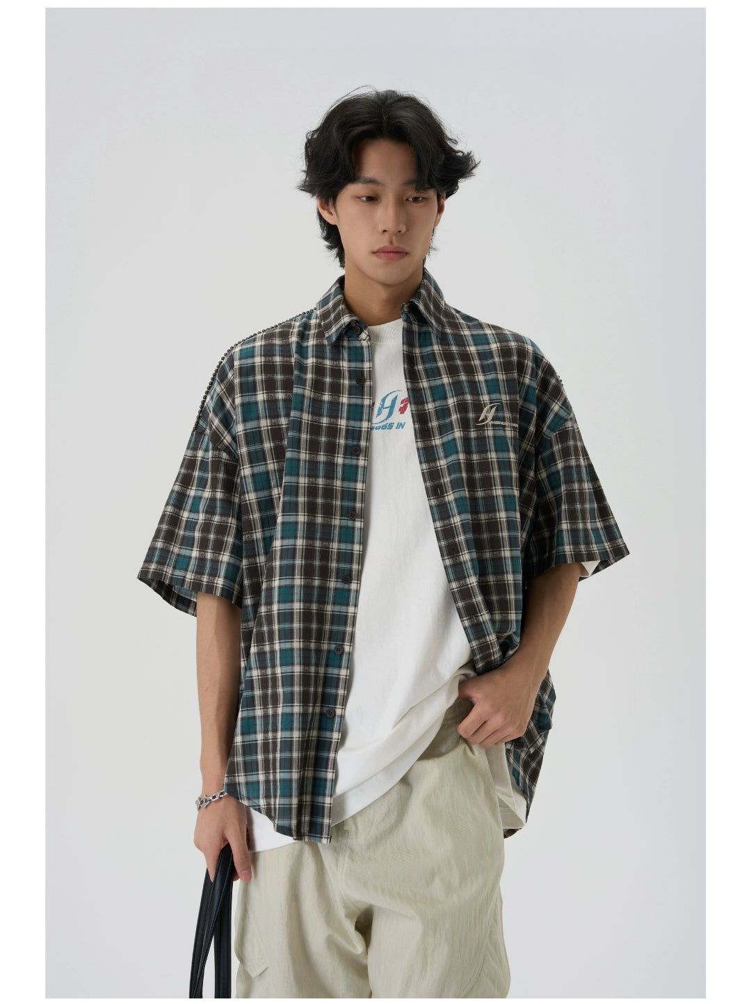 Basic Plaid Short Sleeve Shirt Korean Street Fashion Shirt By JHYQ Shop Online at OH Vault