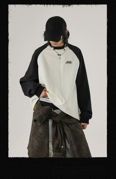 Lined Textures Long Sleeve T-Shirt Korean Street Fashion T-Shirt By JHYQ Shop Online at OH Vault