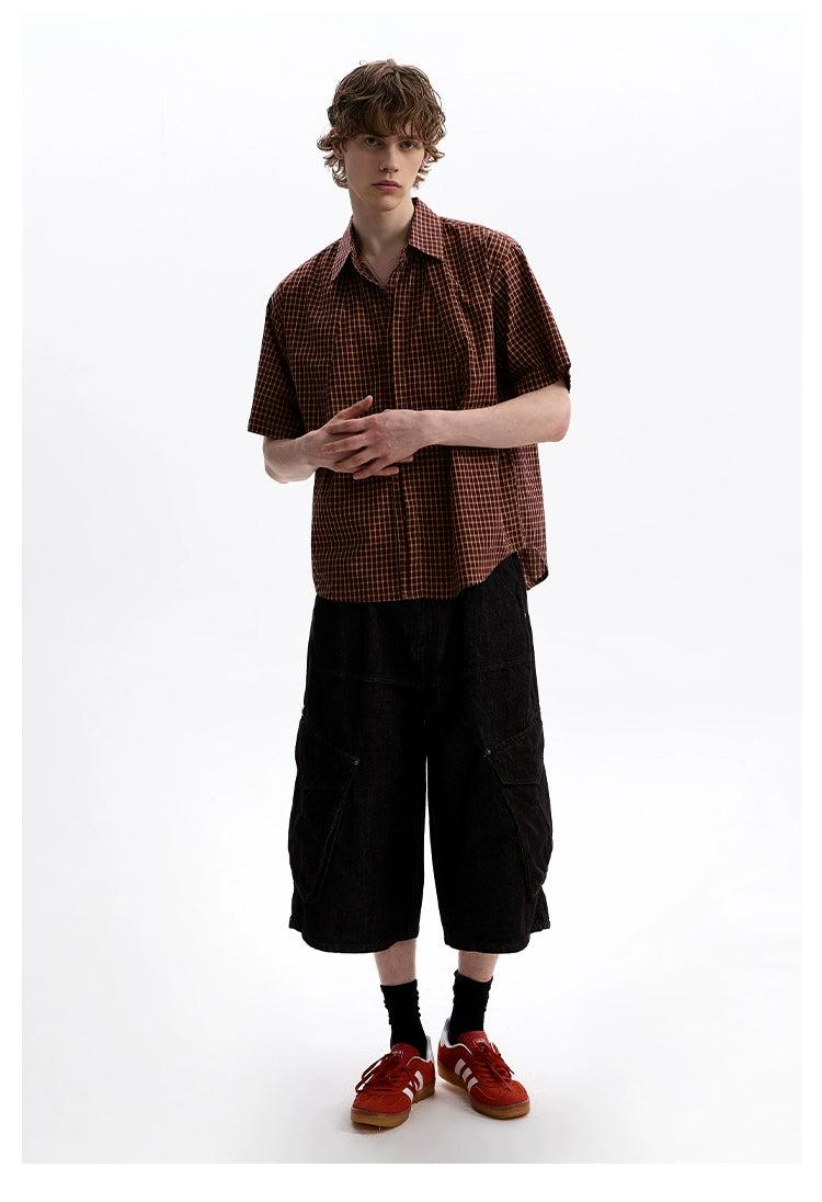 Boxy Cut Plaid Pattern Shirt Korean Street Fashion Shirt By A PUEE Shop Online at OH Vault