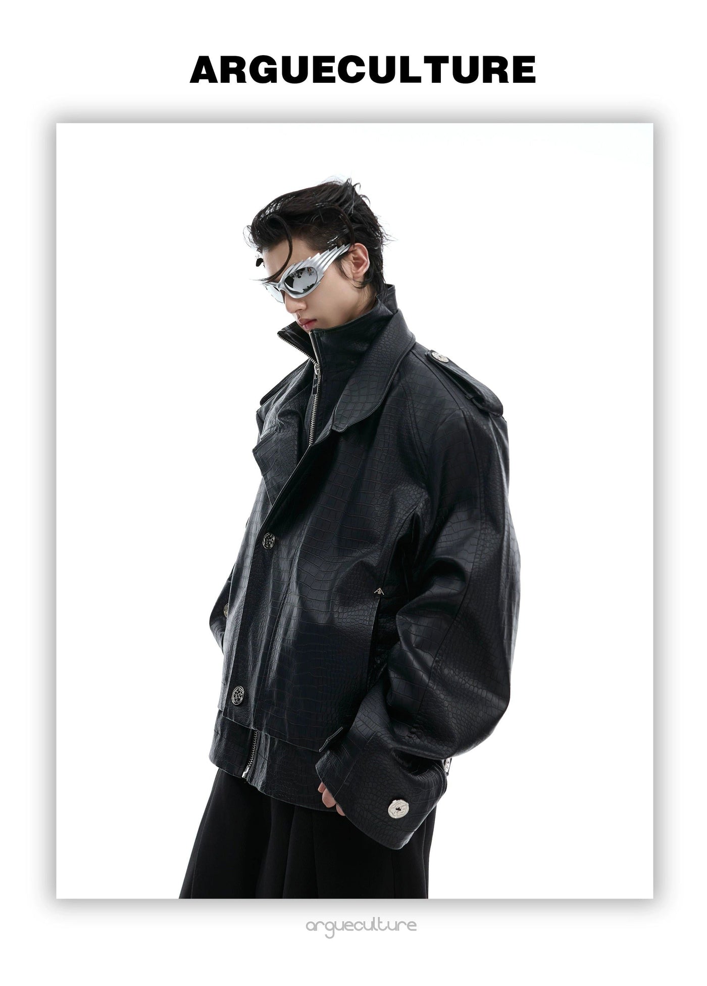 Textured & Layered PU Leather Jacket Korean Street Fashion Jacket By Argue Culture Shop Online at OH Vault