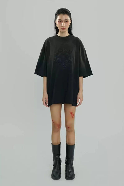 Washed Embroidered Logo T-Shirt Korean Street Fashion T-Shirt By Mason Prince Shop Online at OH Vault