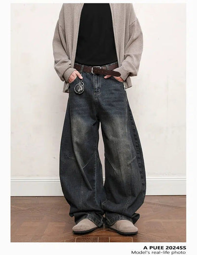 Tie-Dyed Seam Structured Jeans Korean Street Fashion Jeans By A PUEE Shop Online at OH Vault