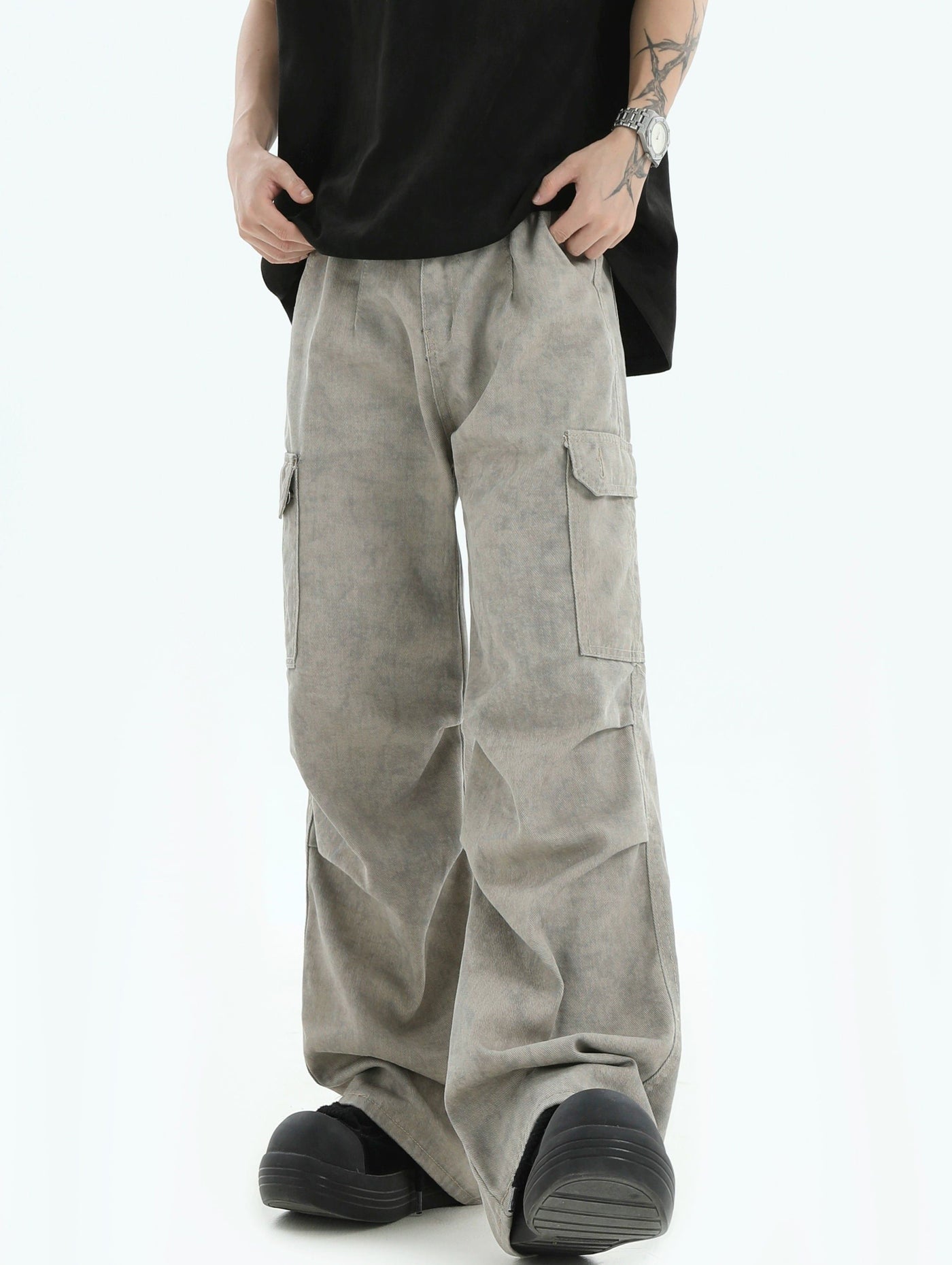 Washed Clean Cargo Jeans Korean Street Fashion Jeans By INS Korea Shop Online at OH Vault