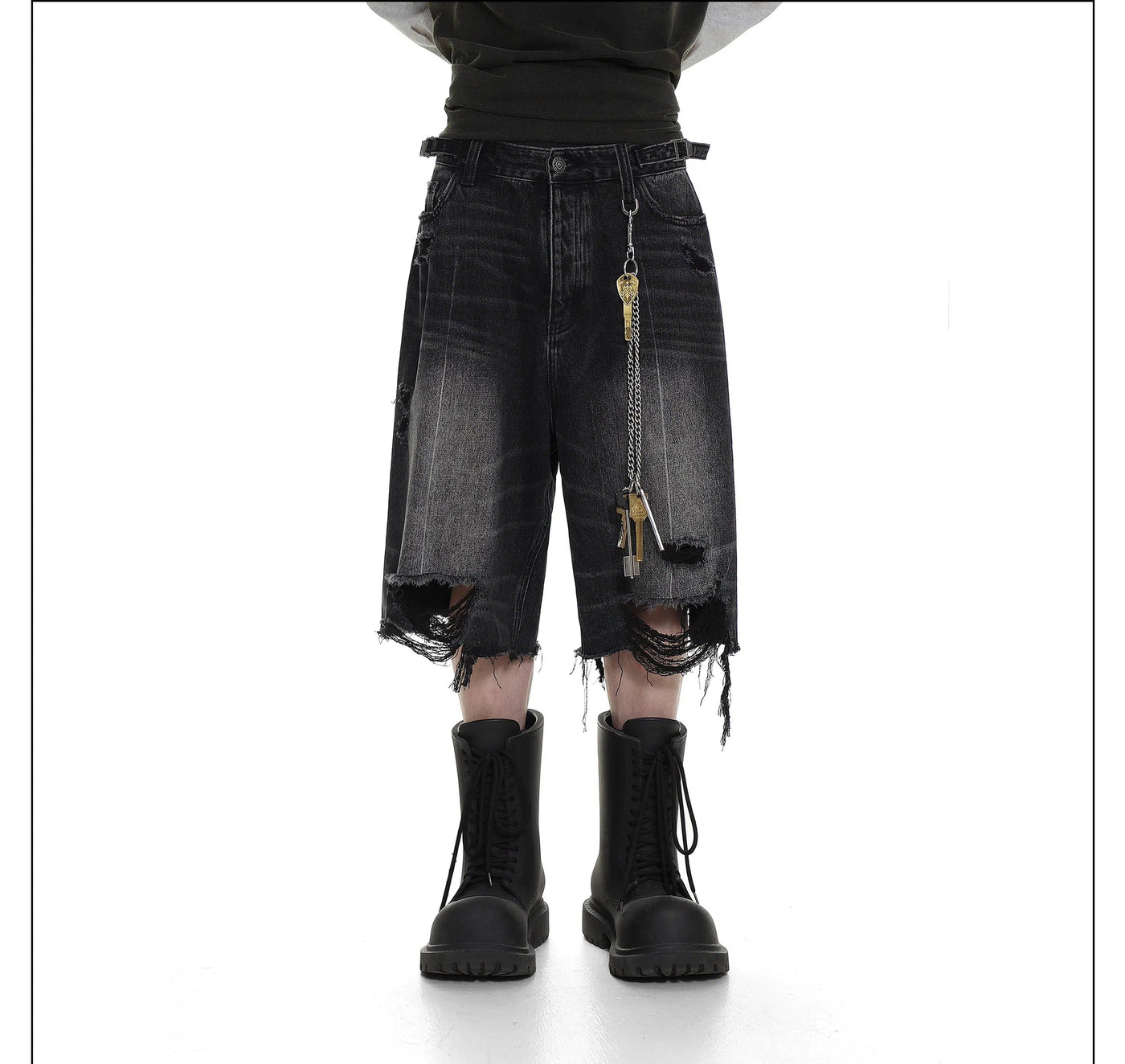 Scattered Distress Denim Shorts Korean Street Fashion Shorts By Mason Prince Shop Online at OH Vault