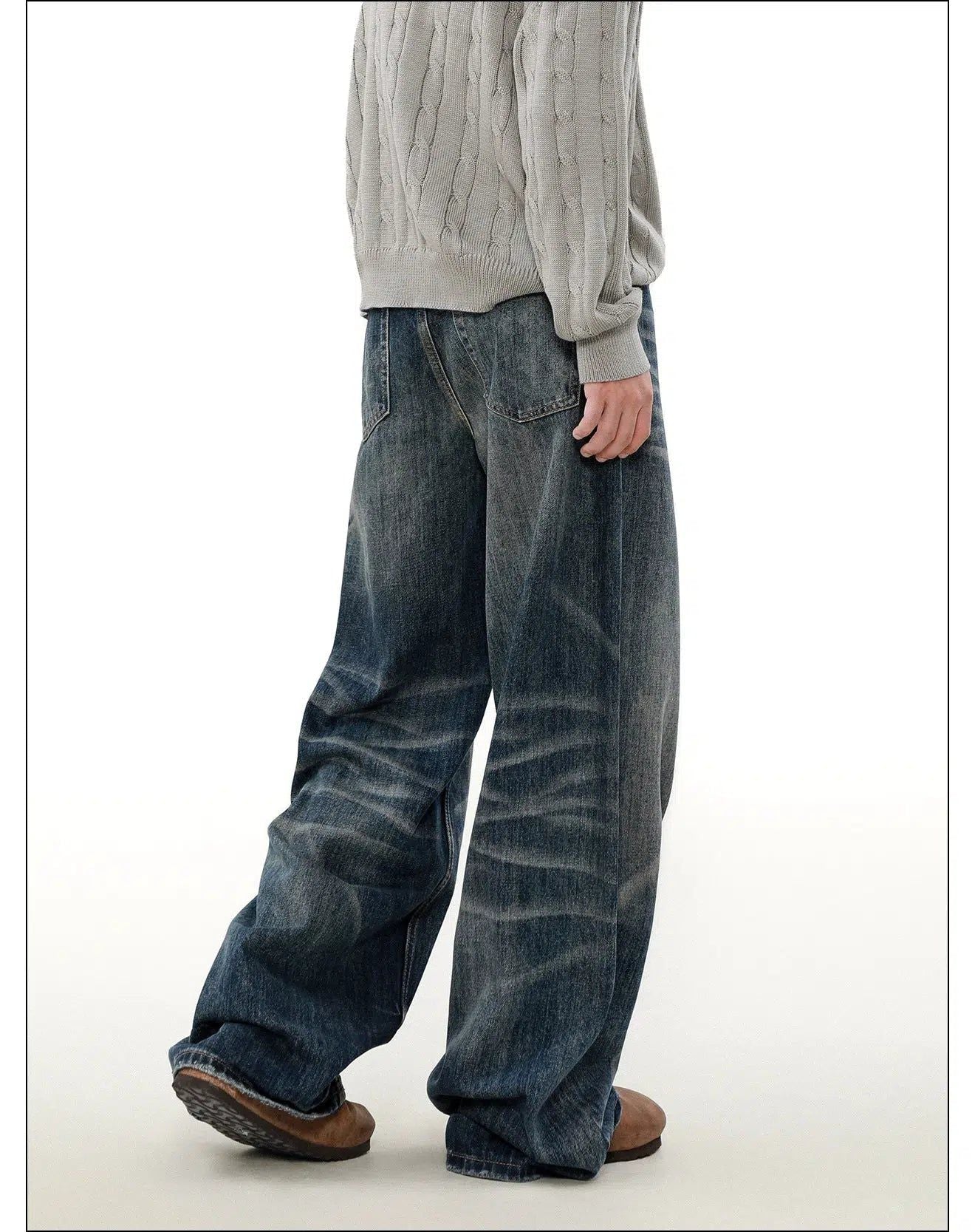 Crease Lines Loose Jeans Korean Street Fashion Jeans By Mr Nearly Shop Online at OH Vault