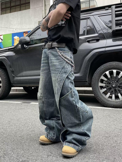 Washed Side Split Jeans Korean Street Fashion Jeans By Dark Fog Shop Online at OH Vault