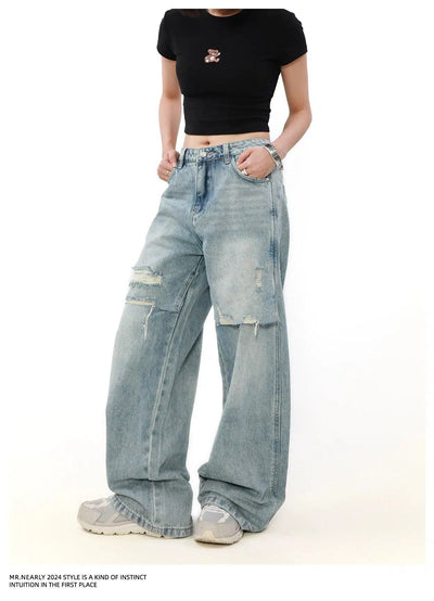 Split Stitched Ripped Jeans Korean Street Fashion Jeans By Mr Nearly Shop Online at OH Vault