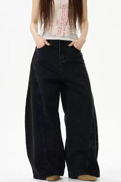 Solid Color Wide Jeans Korean Street Fashion Jeans By 77Flight Shop Online at OH Vault