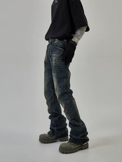 Frayed Edges Slim Fit Jeans Korean Street Fashion Jeans By Ash Dark Shop Online at OH Vault