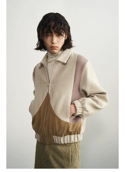 Spliced Abstract Zipped Jacket Korean Street Fashion Jacket By 11St Crops Shop Online at OH Vault